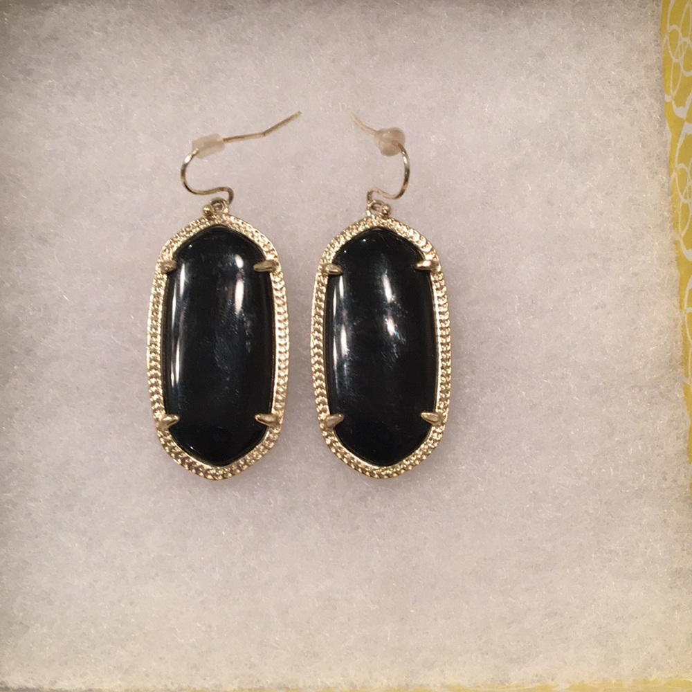 Kendra Scott black opaque earrings with gold trim
